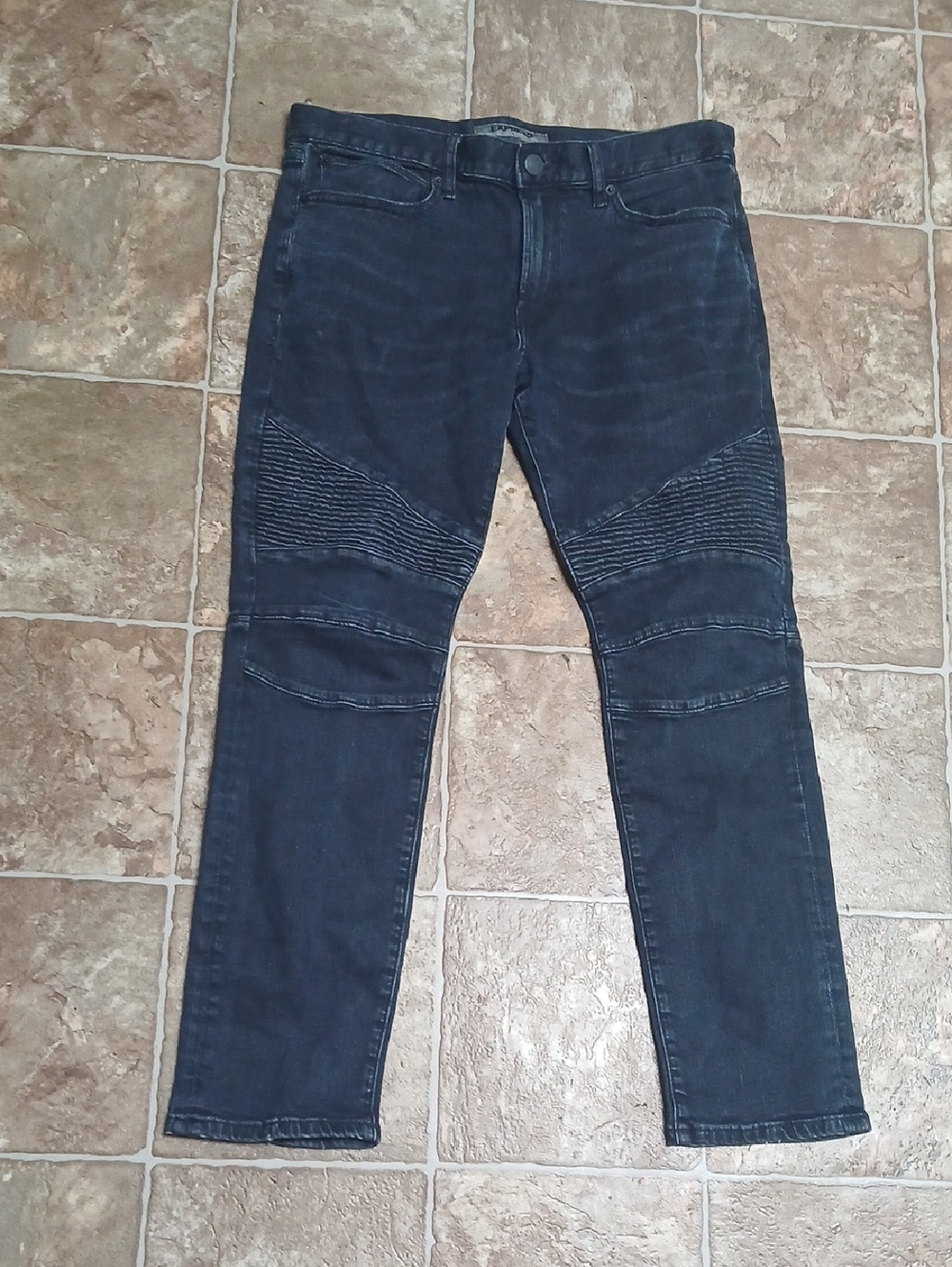 Express Men's Black Slim Skinny Moto Jeans
